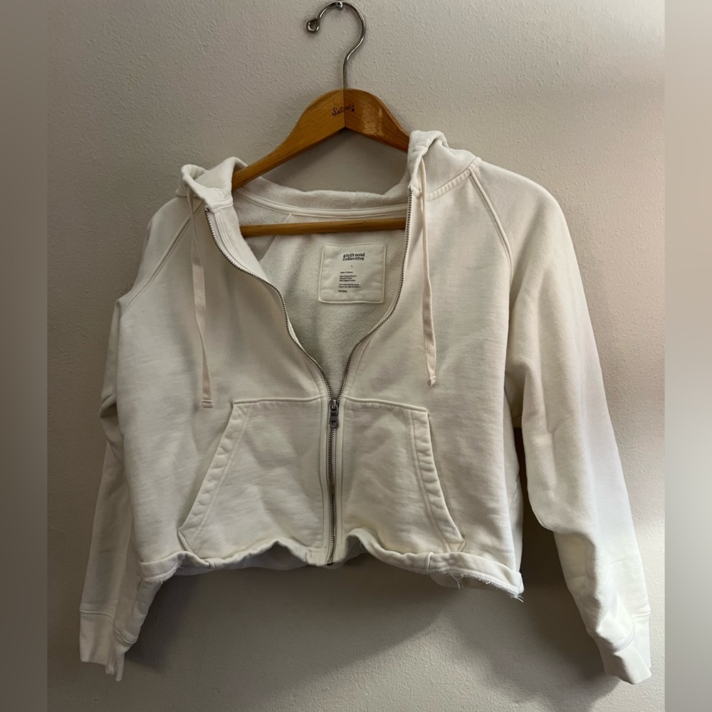The Girlfriend Collective Crop White Hoodie